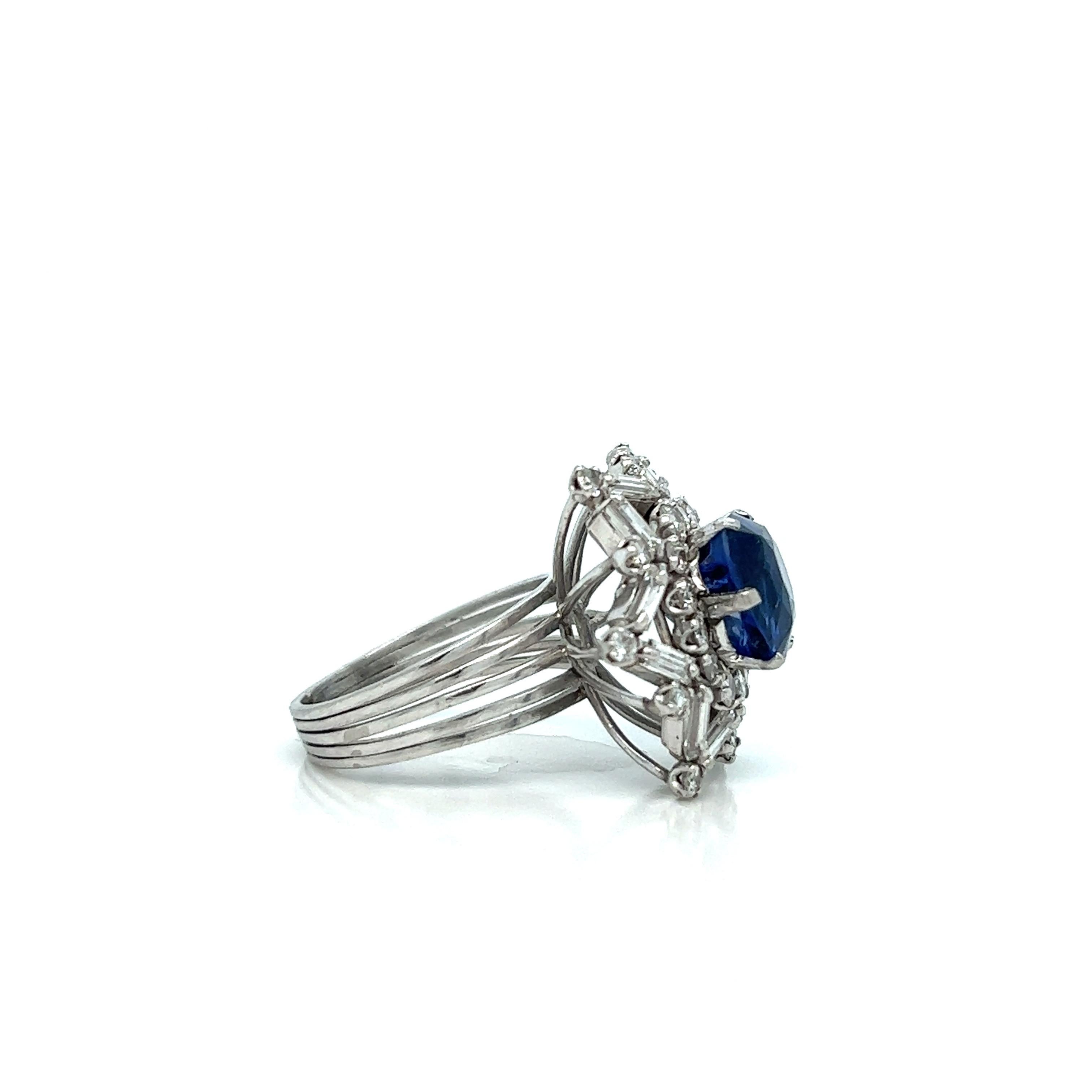 Sapphire Diamond Platinum Ring For Sale 4