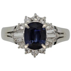 Used Sapphire Diamond Platinum Ring