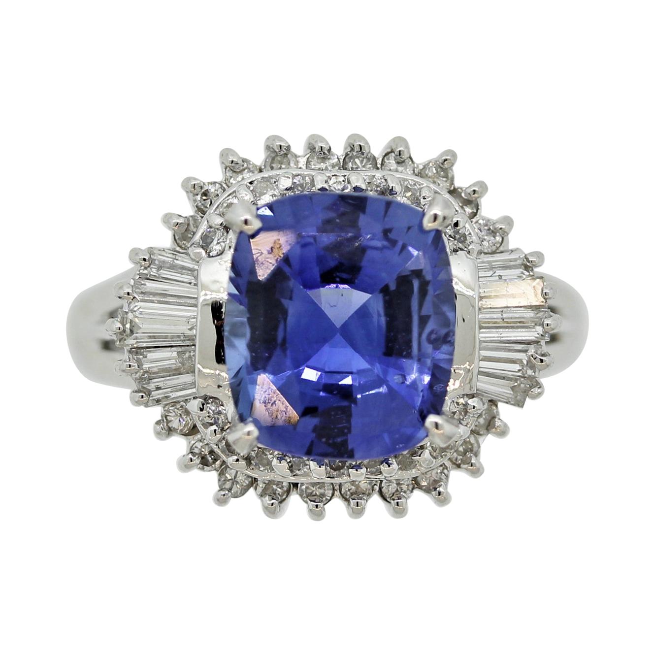 Sapphire Diamond Platinum Ring