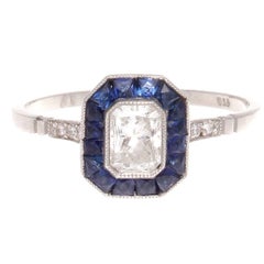 Sapphire Diamond Platinum Ring