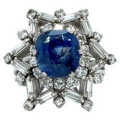 Vintage Sapphire Diamond Platinum Ring
