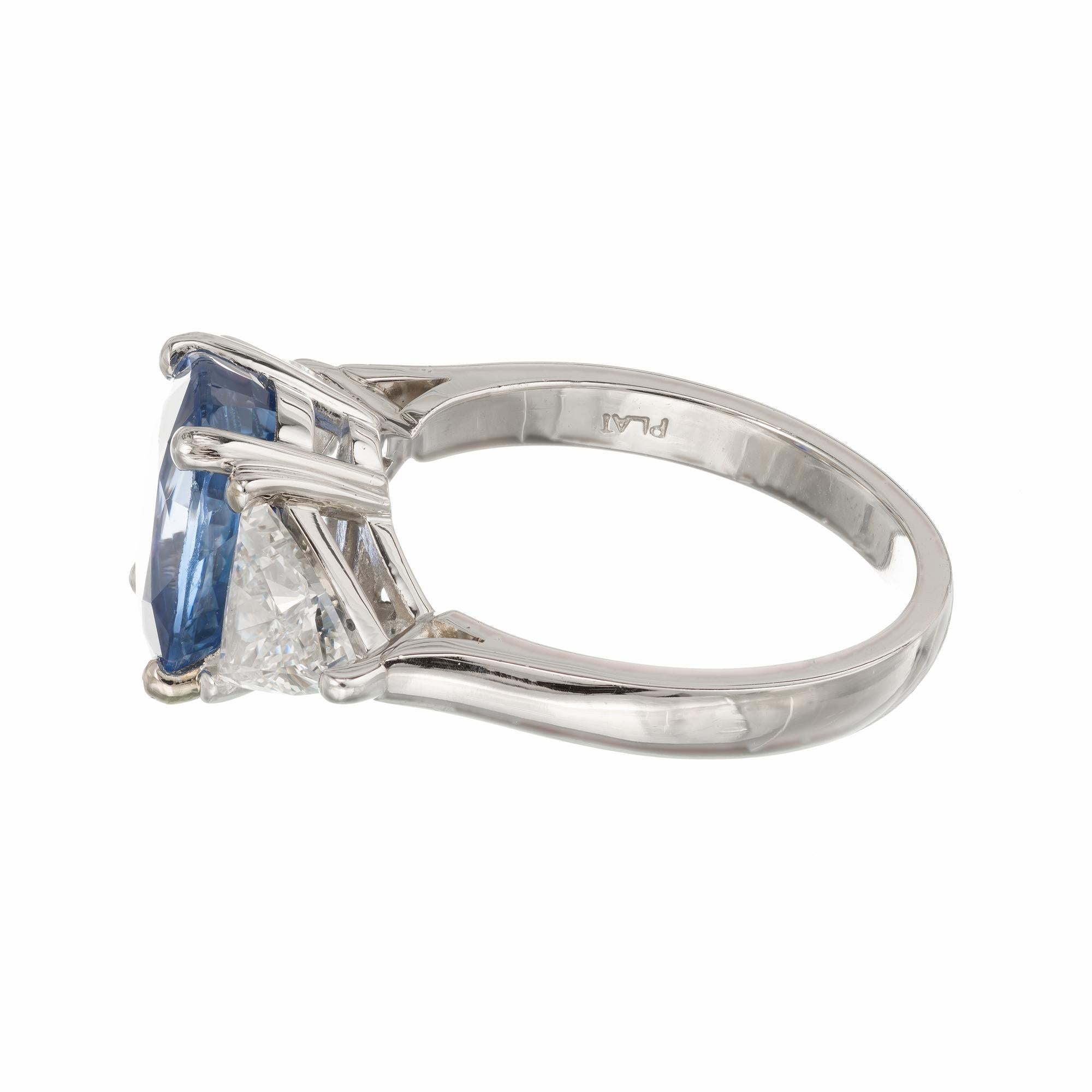 Women's 3.90 Carat Sapphire Diamond Platinum Three-Stone Engagement Ring For Sale