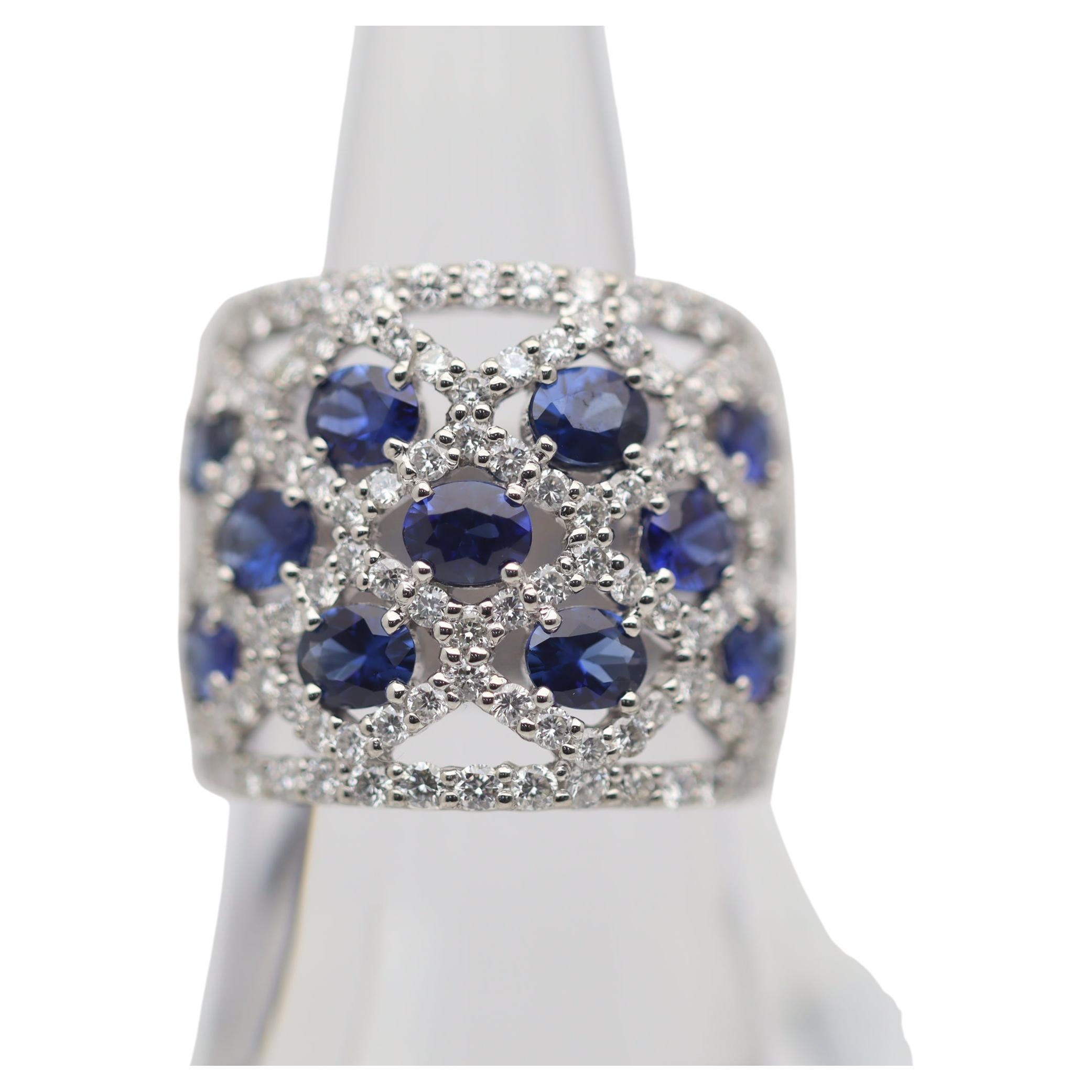 Sapphire & Diamond Platinum Ring main image 1