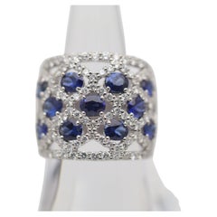 Sapphire Diamond Platinum Wide Platinum Ring