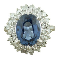 Sapphire Diamond Princess Diana Style Platinum Ring