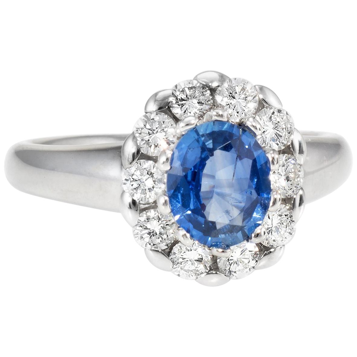 Sapphire Diamond Princess Ring 
