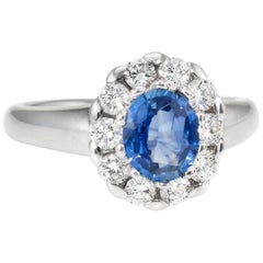 Sapphire Diamond Princess Ring 