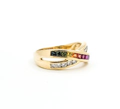 Bague en or jaune 14k saphir et diamant Rainbow Diamonds