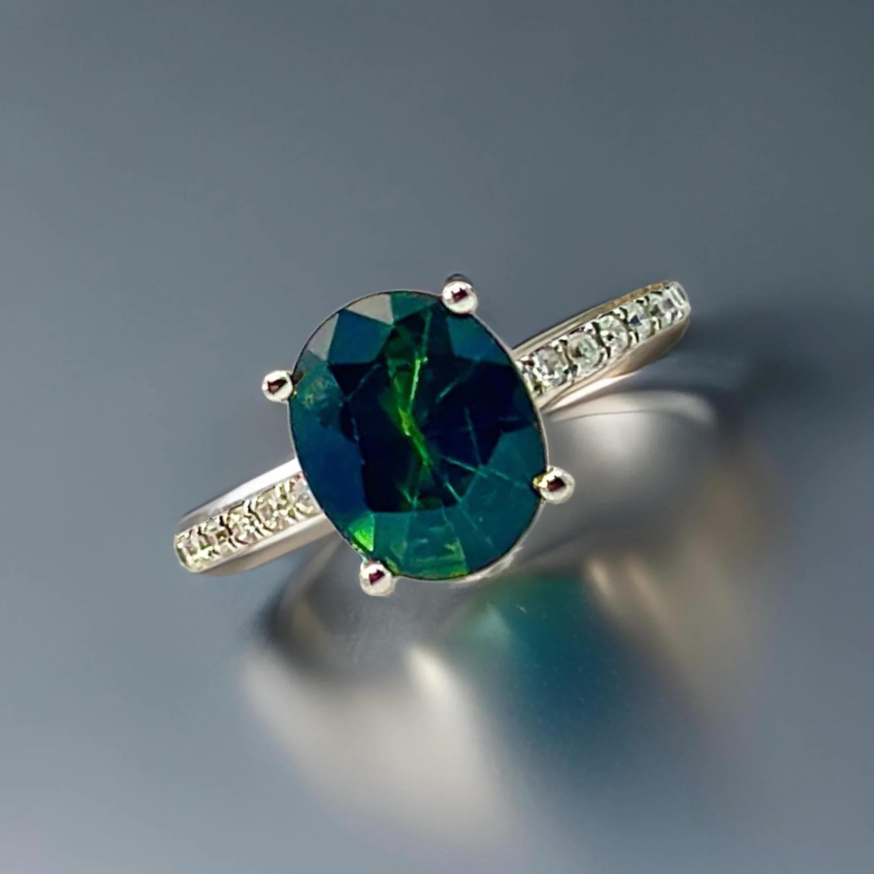 Bague en or blanc 14 carats avec saphir et diamant certifiée TCW de 2,8 carats Neuf - En vente à Brooklyn, NY