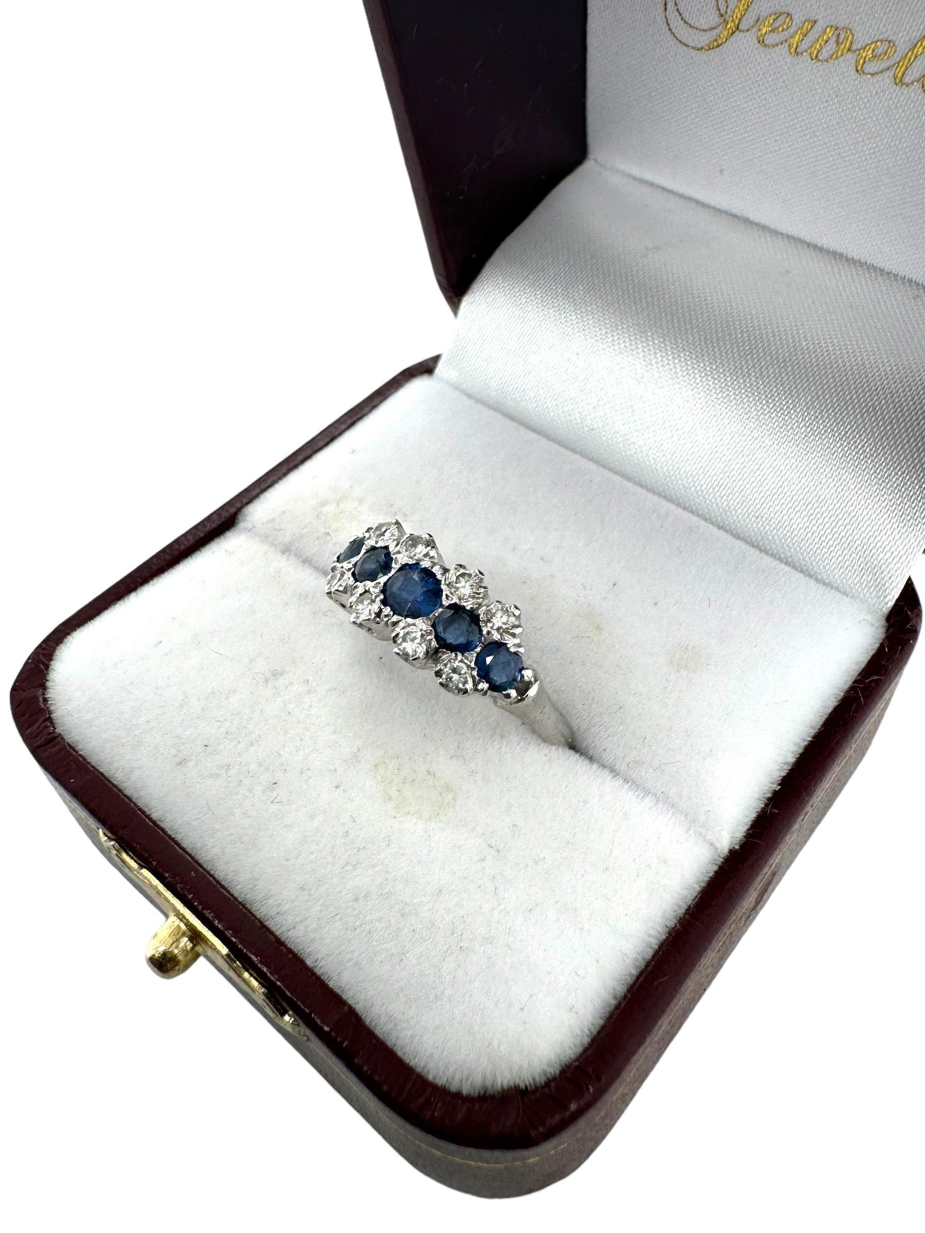Sapphire & Diamond Ring 14K White Gold For Sale 4