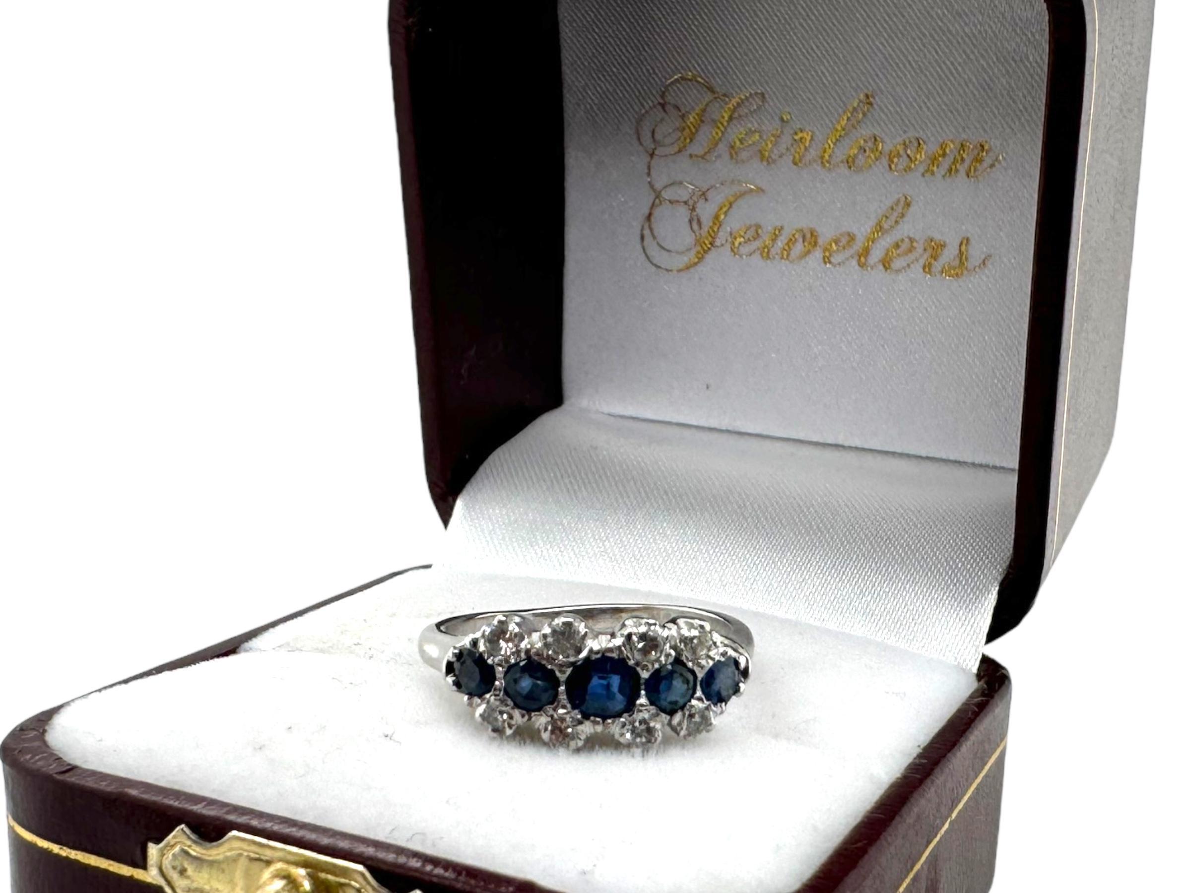 Sapphire & Diamond Ring 14K White Gold For Sale 5