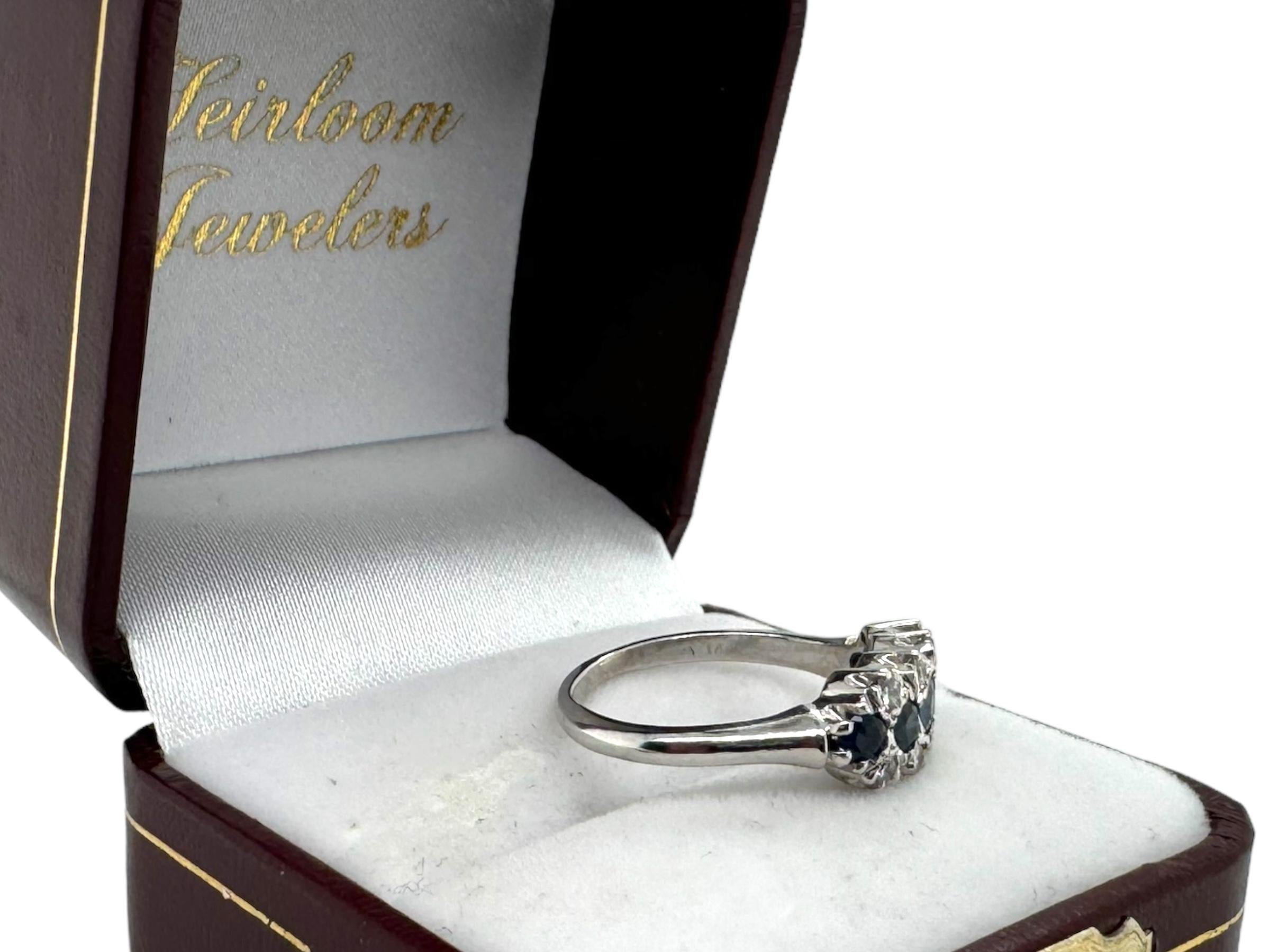 Sapphire & Diamond Ring 14K White Gold For Sale 6