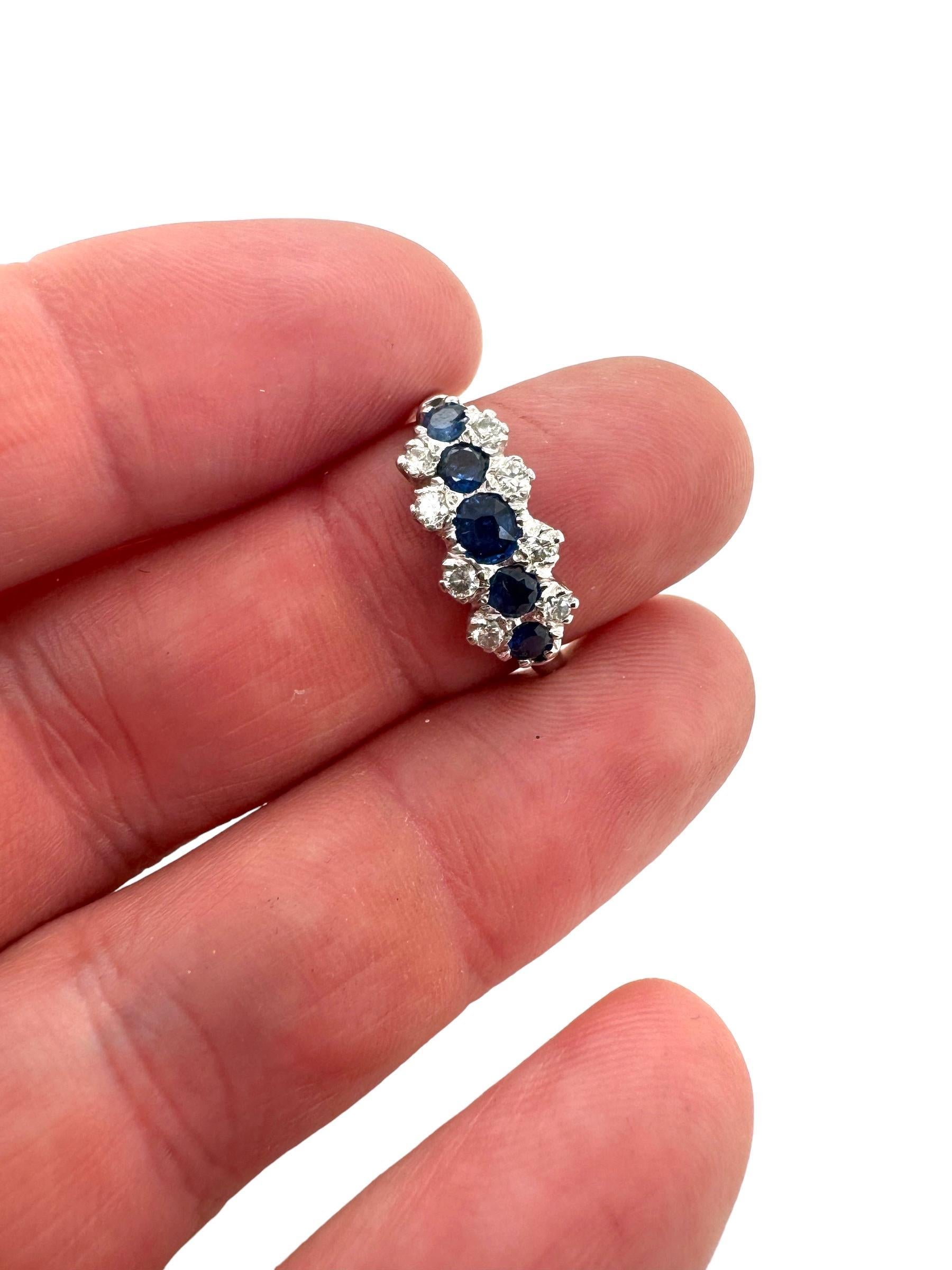 Sapphire & Diamond Ring 14K White Gold For Sale 7