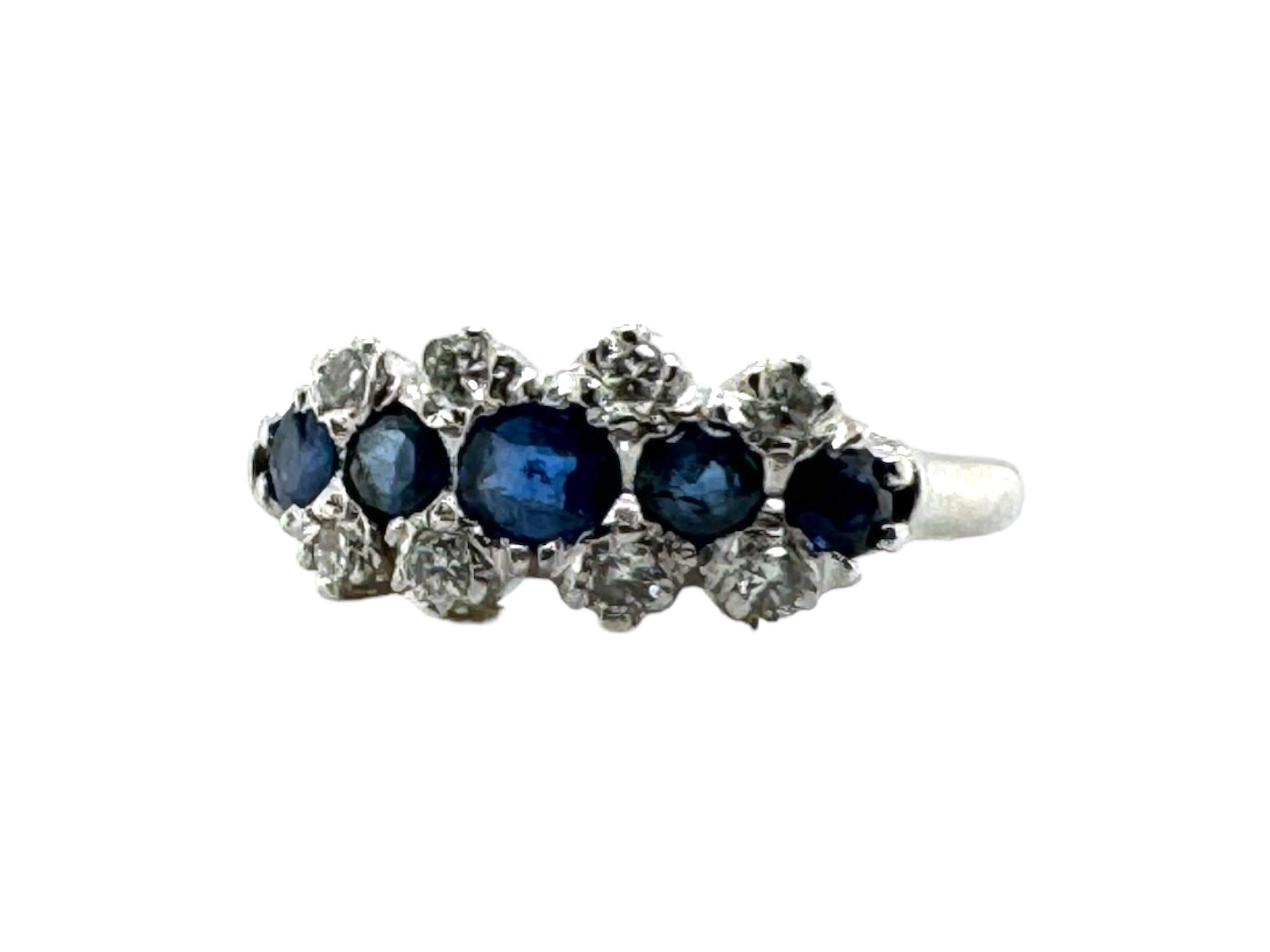 Sapphire & Diamond Ring 14K White Gold In Excellent Condition For Sale In Montgomery, AL