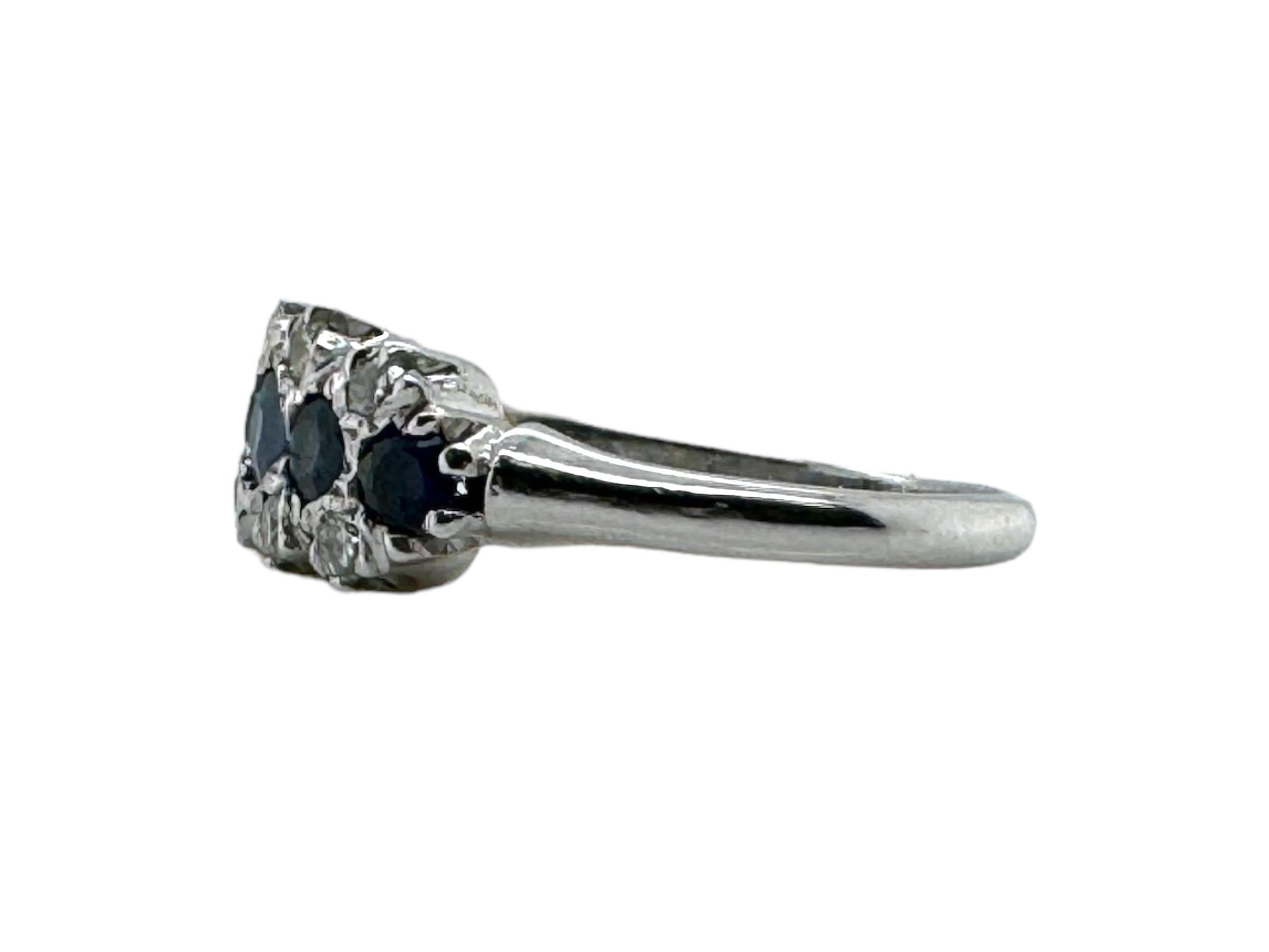 Women's Sapphire & Diamond Ring 14K White Gold For Sale