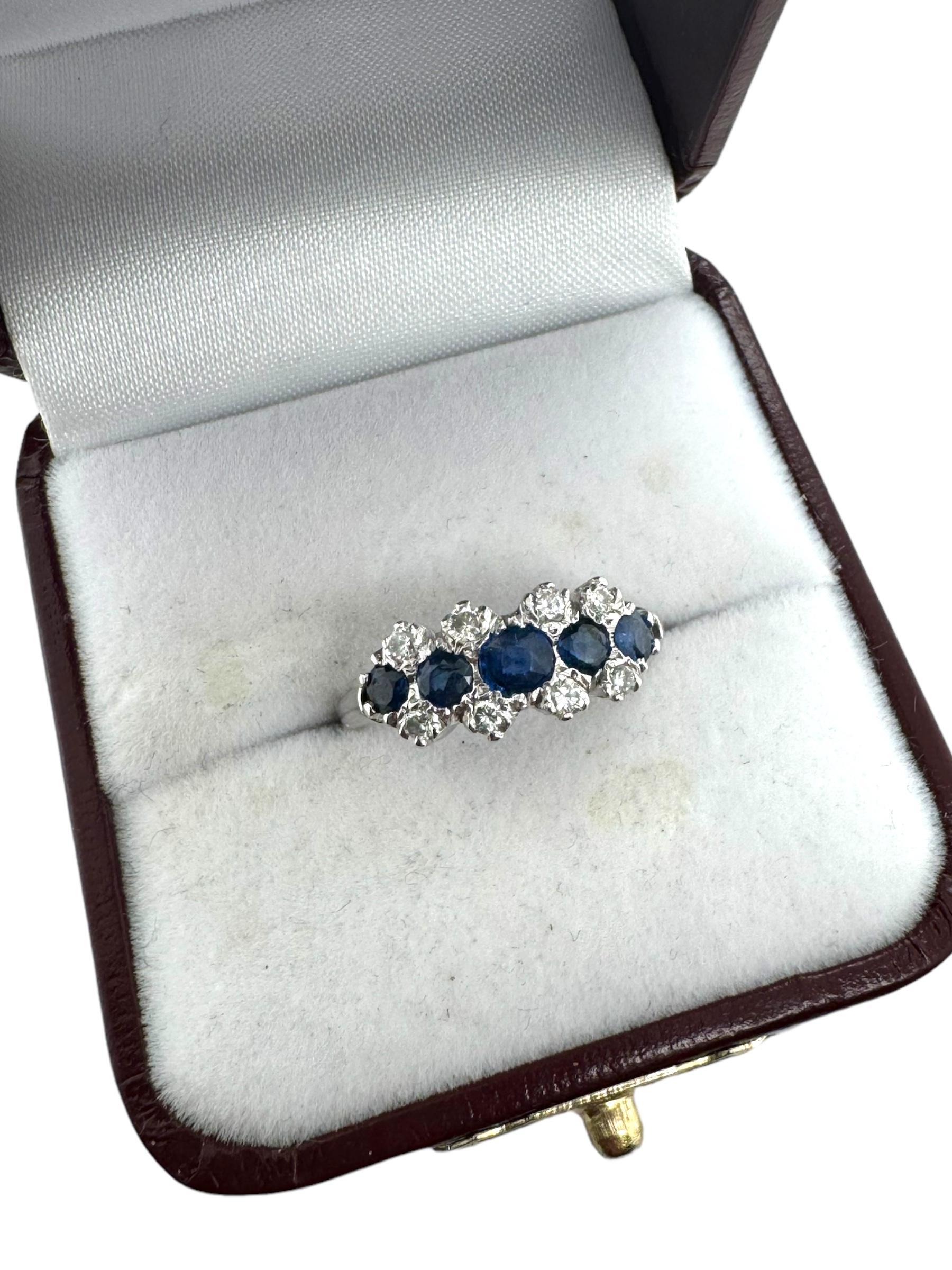 Sapphire & Diamond Ring 14K White Gold For Sale 2