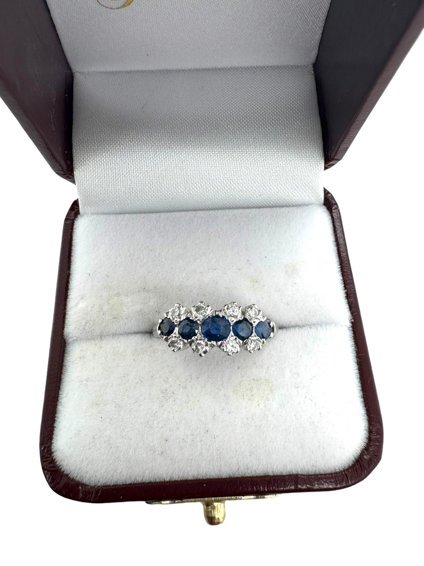 Sapphire & Diamond Ring 14K White Gold For Sale 3