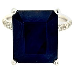 Anello con zaffiro e diamante in oro 14k Y 12,05 TCW certificato