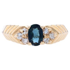 Sapphire 
Diamond Ring, 14k Yellow Gold Oval Brilliant .78ctw