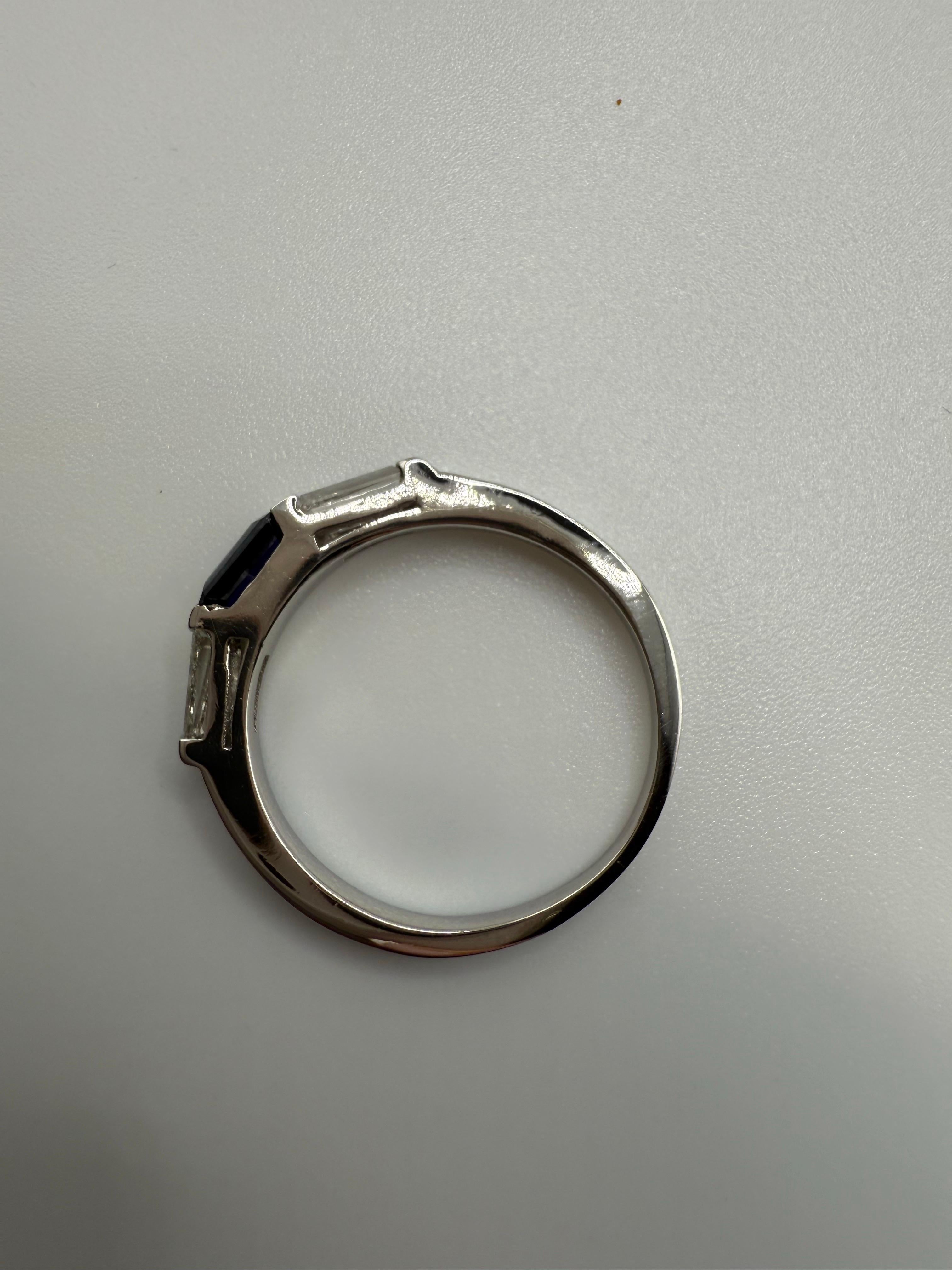 Bague saphir Diamant Alliance en or 14KT Design français Unisexe en vente