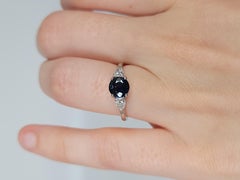 Sapphire Diamond Ring 14 Karat White Gold Pear Brilliant Diamond Ring