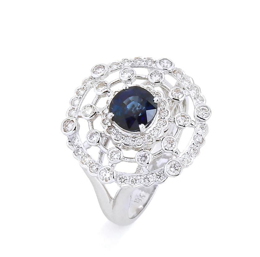 Sapphire & Diamond Ring 18K gold For Sale 1