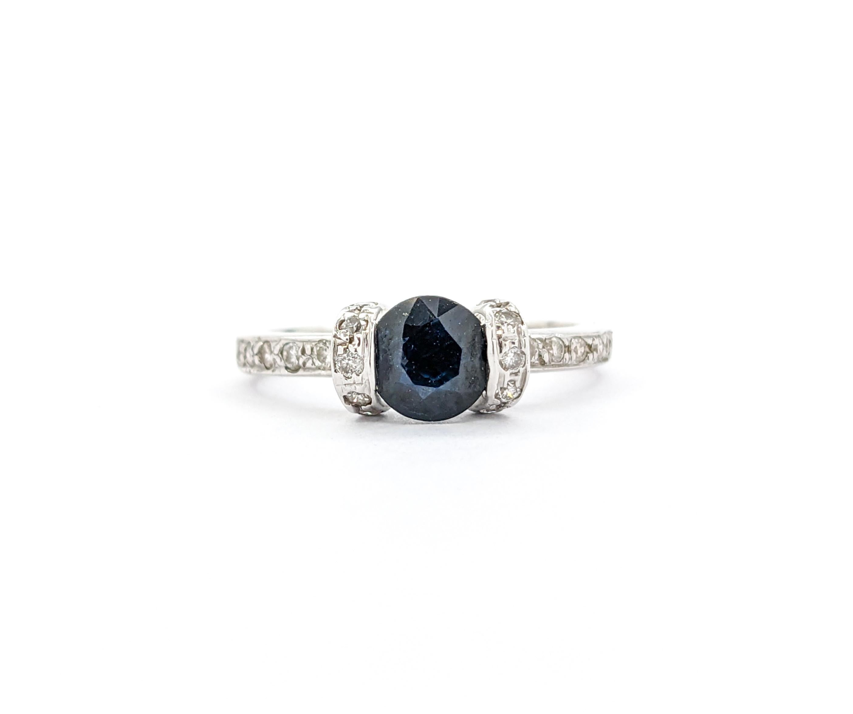 Ring mit Saphir und Diamant - 18 Karat Weißgold im Angebot 6