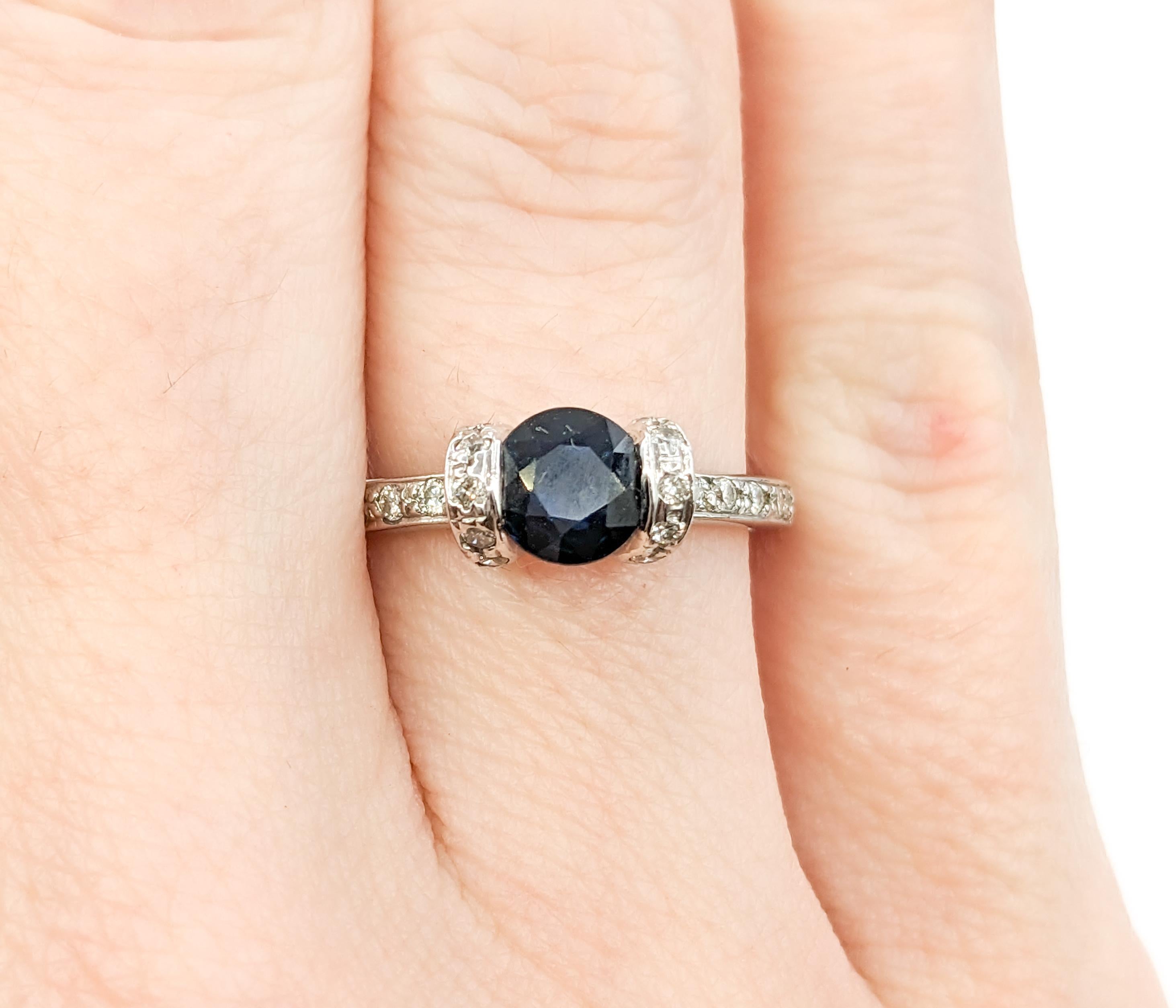 Ring mit Saphir und Diamant - 18 Karat Weißgold im Zustand „Hervorragend“ im Angebot in Bloomington, MN