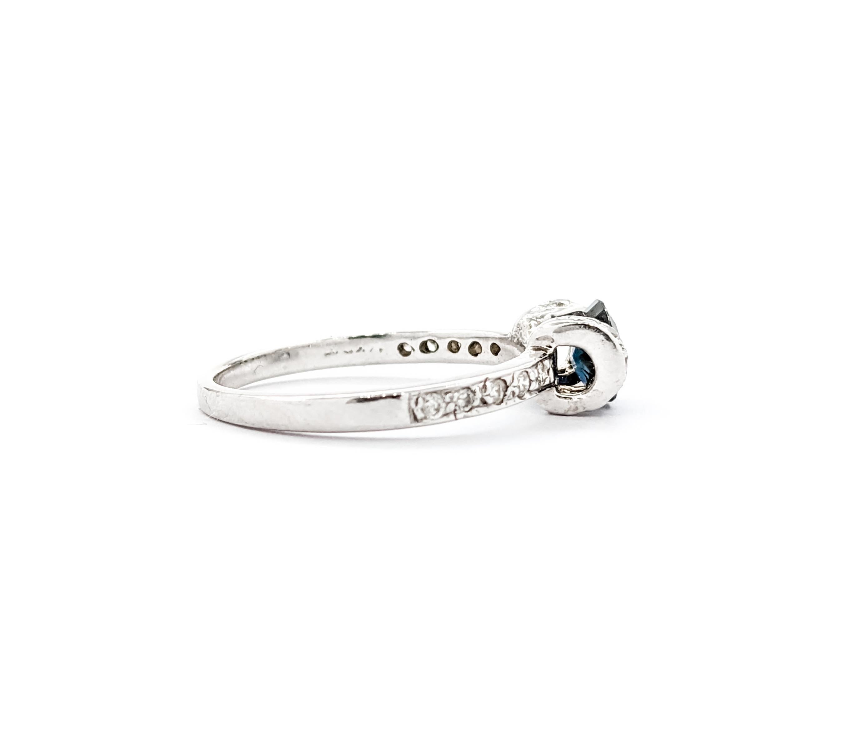 Ring mit Saphir und Diamant - 18 Karat Weißgold im Angebot 1