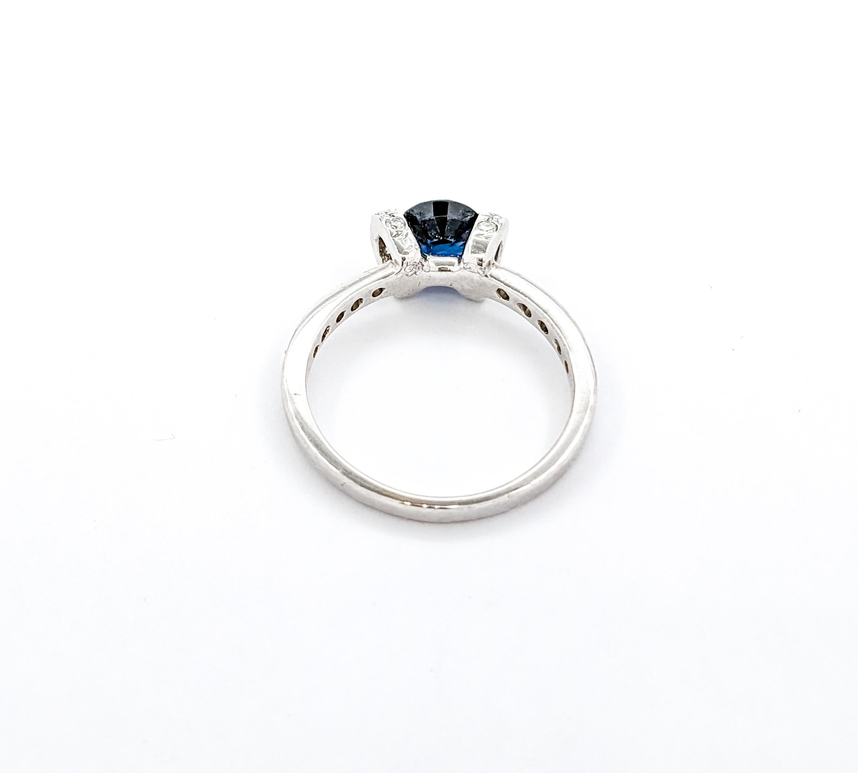 Ring mit Saphir und Diamant - 18 Karat Weißgold im Angebot 2