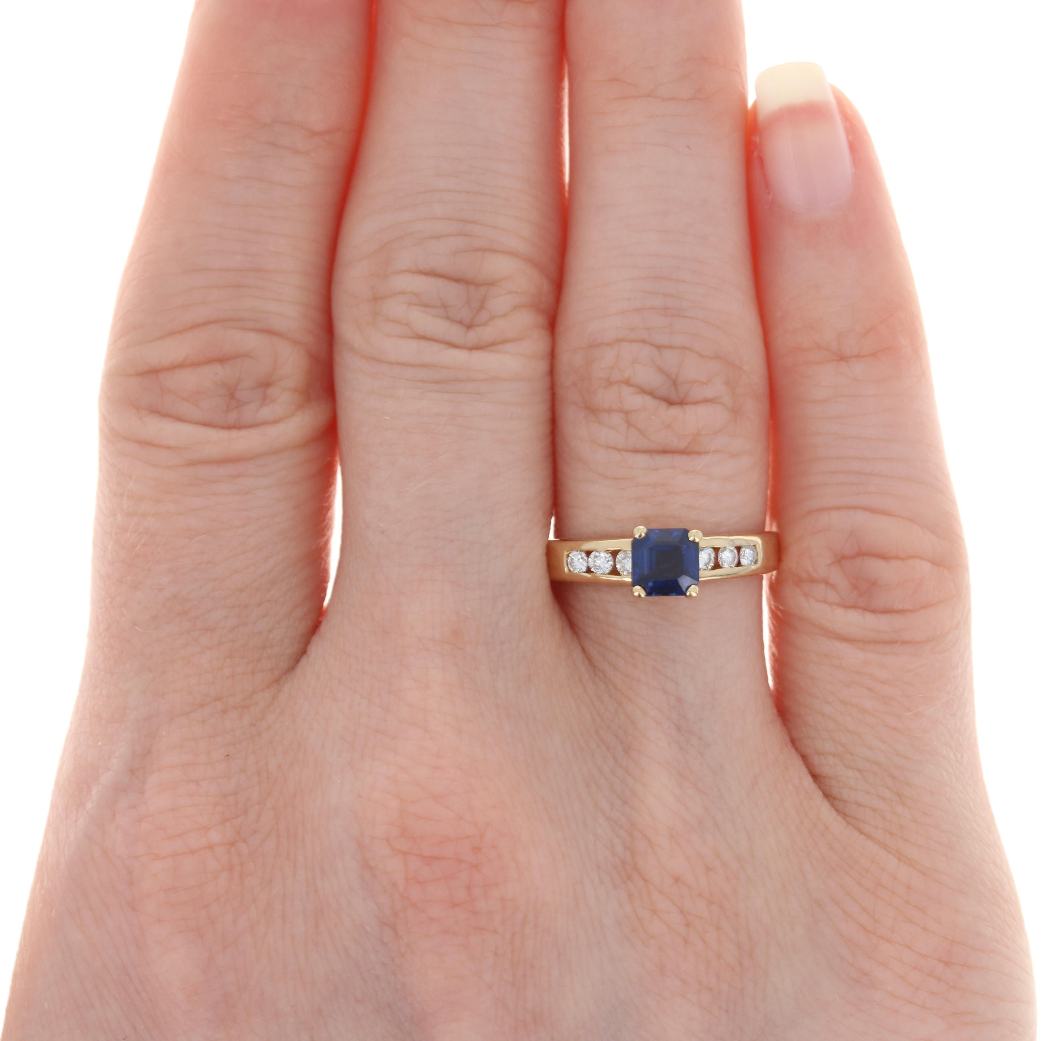 For Sale:  Sapphire & Diamond Ring, 18k Yellow Gold Engagement .89ctw 2