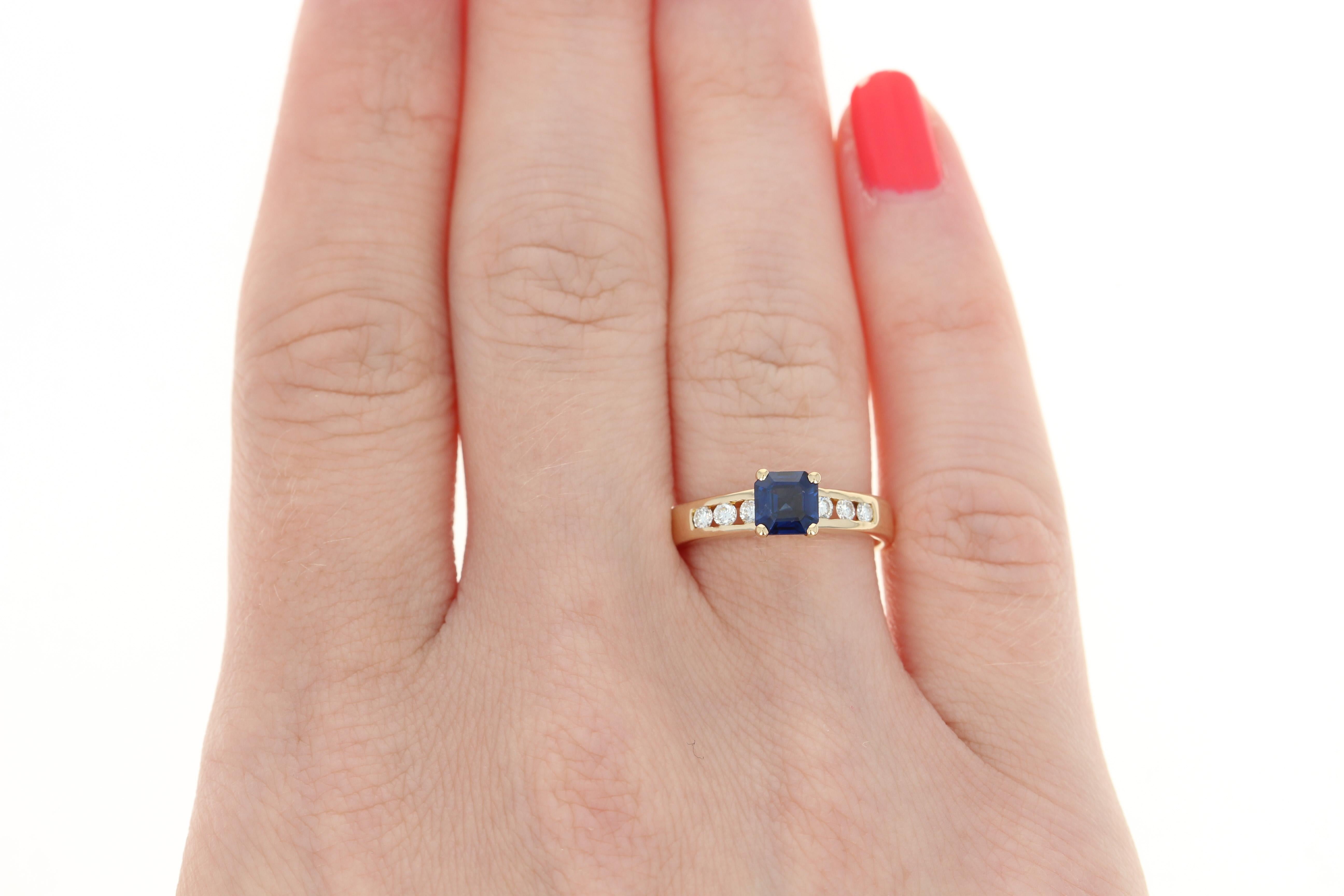 Sapphire and Diamond Ring, 18 Karat Yellow Gold Engagement .89 Carat 1