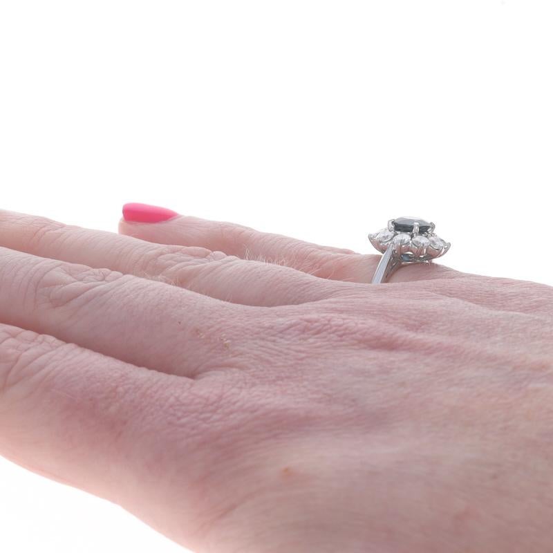 Saphir Diamant Ring 950 Rund 2,25ctw Blossom Halo Damen im Angebot