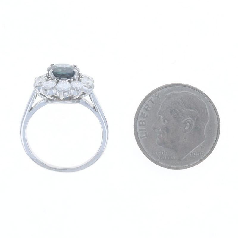 Saphir Diamant Ring 950 Rund 2,25ctw Blossom Halo im Angebot 1