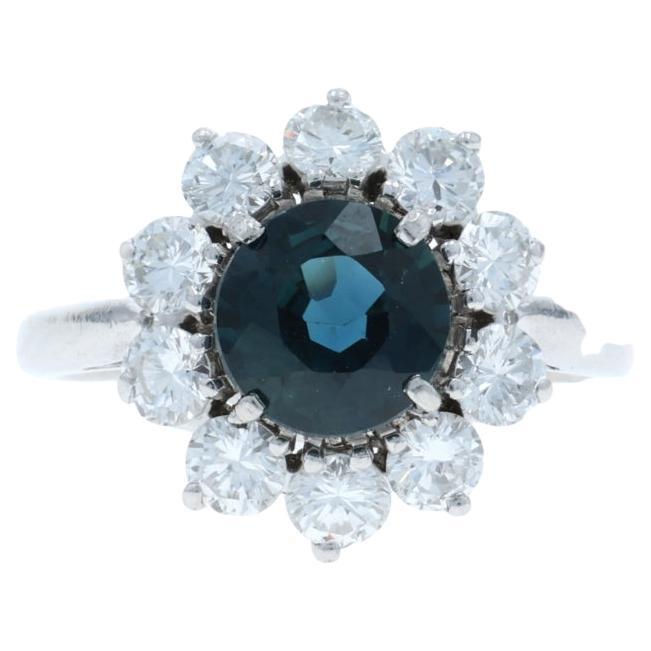 Saphir Diamant Ring 950 Rund 2,25ctw Blossom Halo