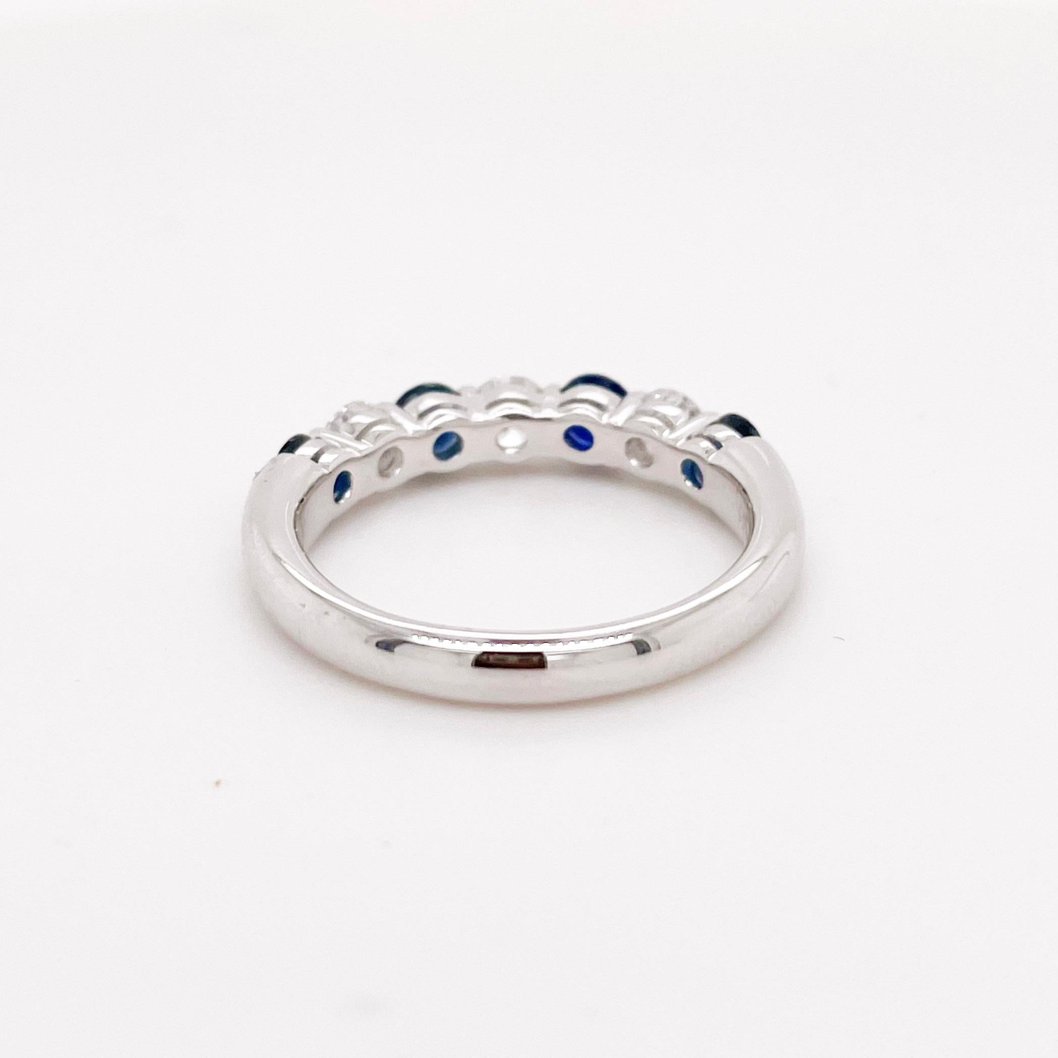 For Sale:  Sapphire Diamond Ring Best Seller 2021 in 14K White Gold, Alternating Gemstones 2