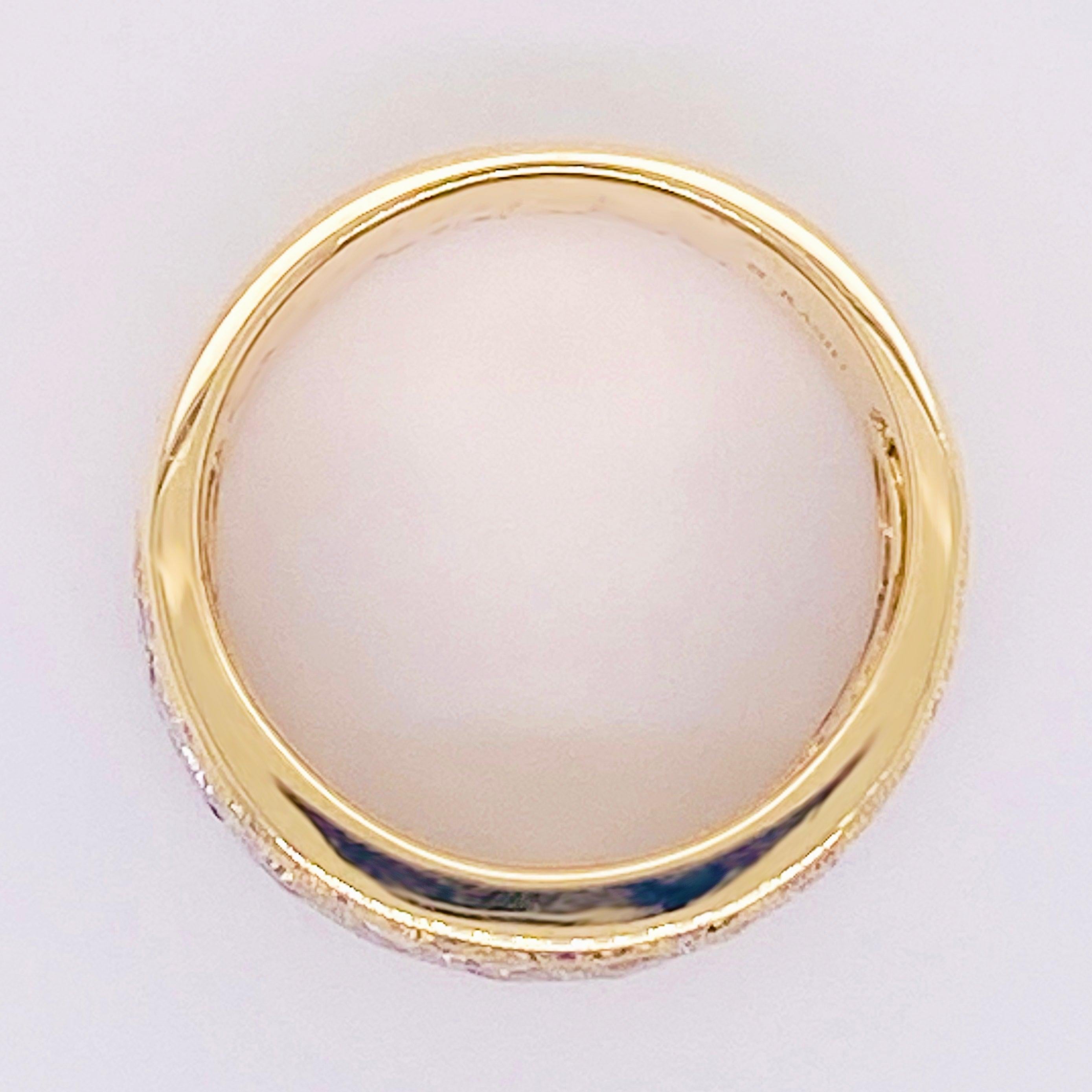 For Sale:  Sapphire Diamond Ring, Blue Sapphire, 14 Karat Yellow and White Gold, Cigar Band 6