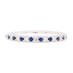 Sapphire Diamond Ring, Blue Sapphire, 14 Kt White Gold, Stackable Band, Classic