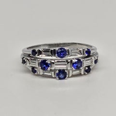 Sapphire Diamond Ring cocktail ring 14KT gold