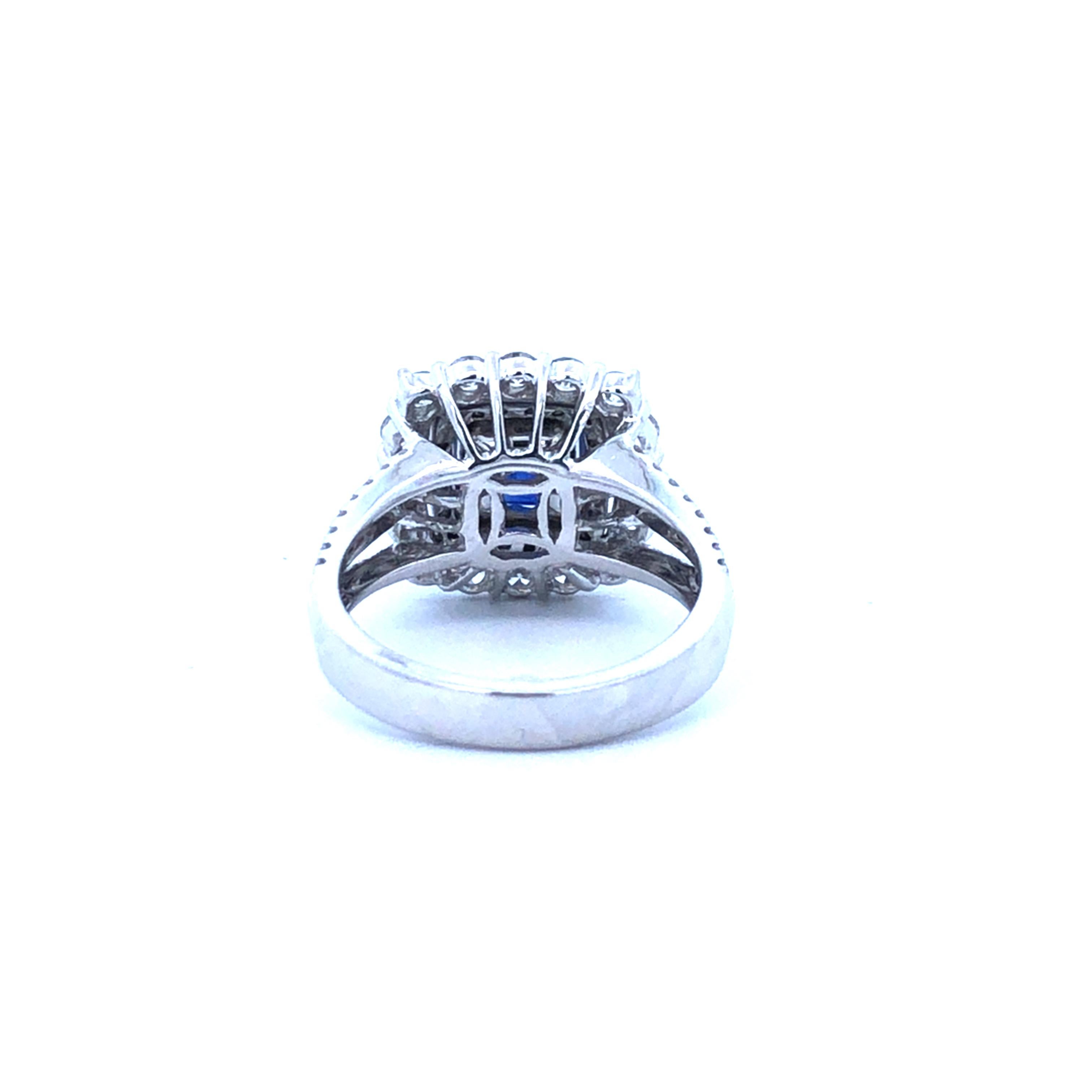 Saphir & Diamant Ring D1.23ct S2.40ct 18k wg (Moderne) im Angebot