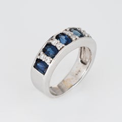 Sapphire Diamond Ring Estate 14k White Gold Sz 4.5 Pinky Band Fine Jewelry