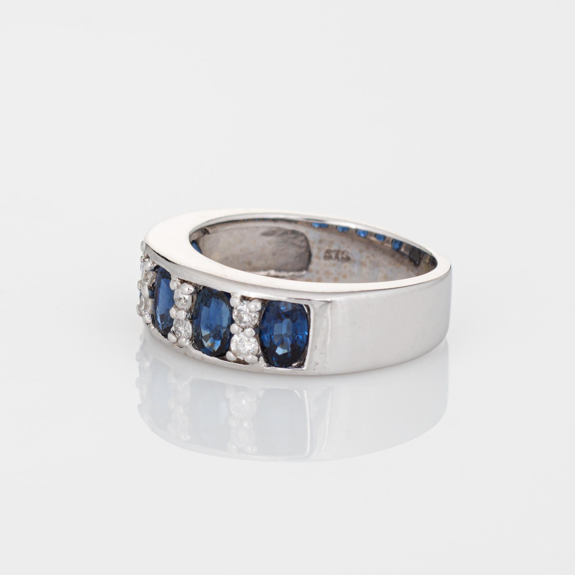 Oval Cut Sapphire Diamond Ring Estate 14k White Gold Sz 4.5 Pinky Band Fine Jewelry