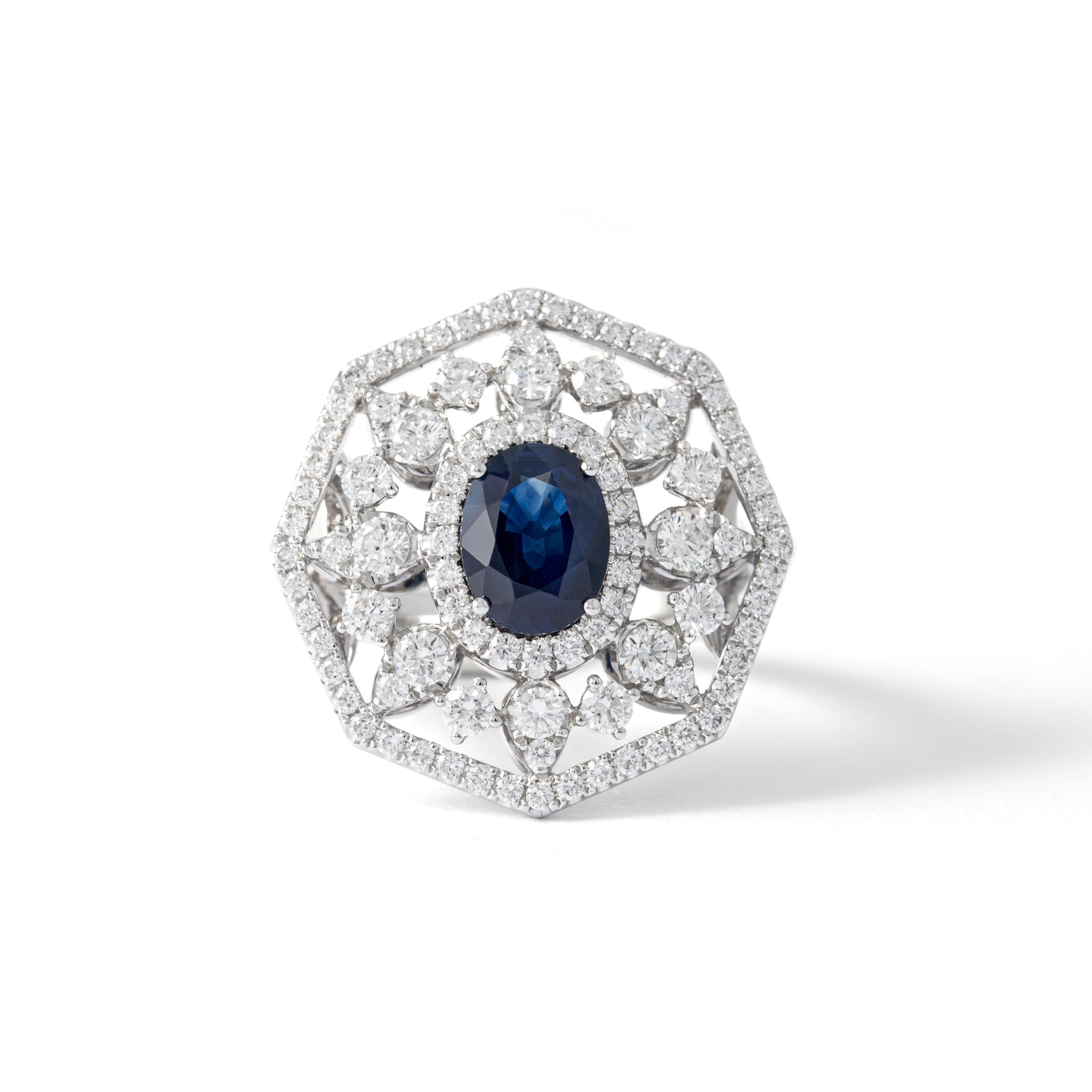 Contemporary Sapphire Diamond Ring For Sale