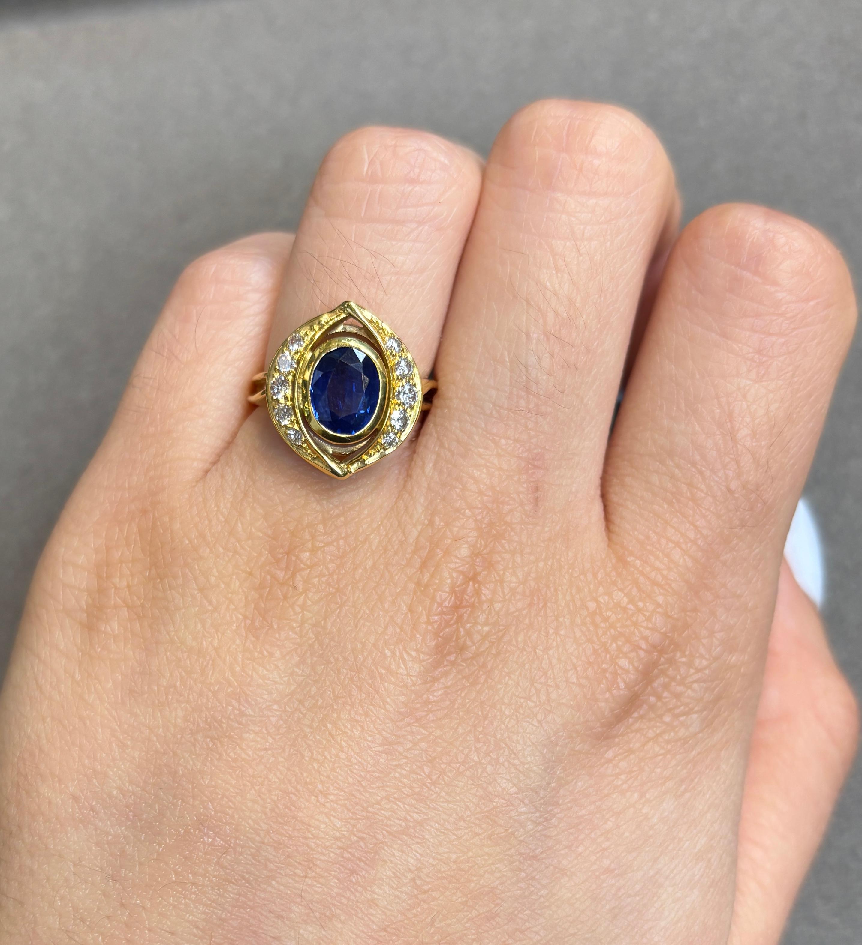 Mixed Cut Sapphire & Diamond Ring For Sale