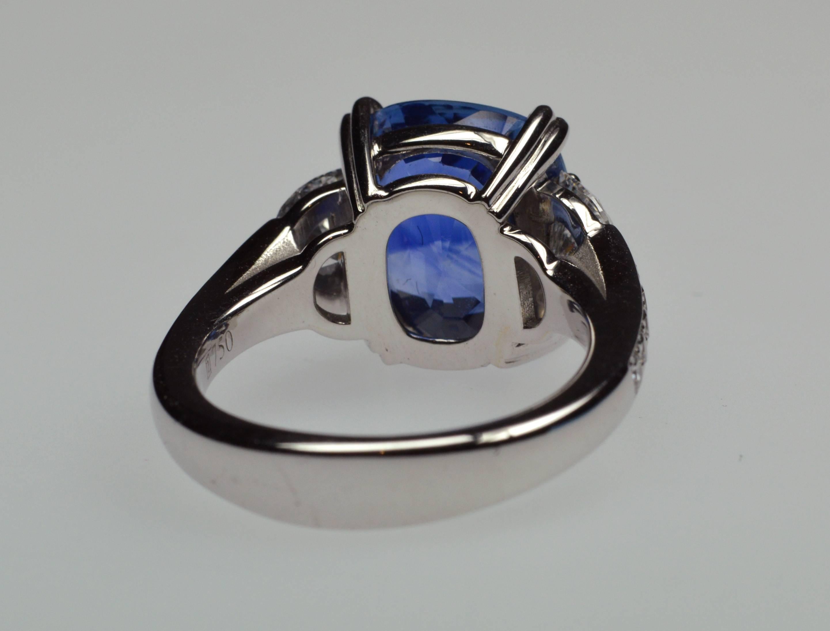 Cushion Cut Sapphire Diamond Ring For Sale