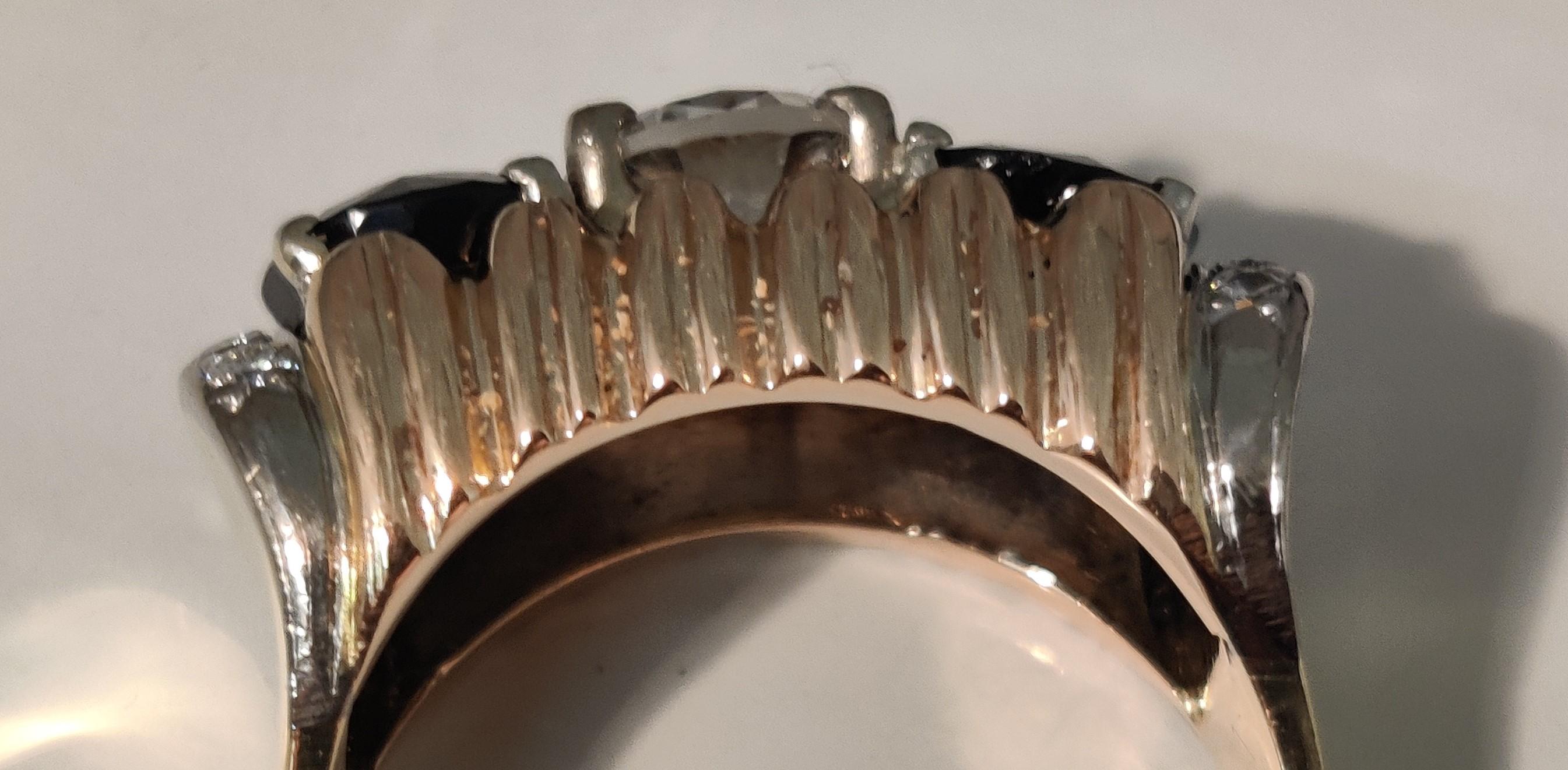 Women's or Men's Vintage sapphire diamond 18 k gold 1930-40 For Sale
