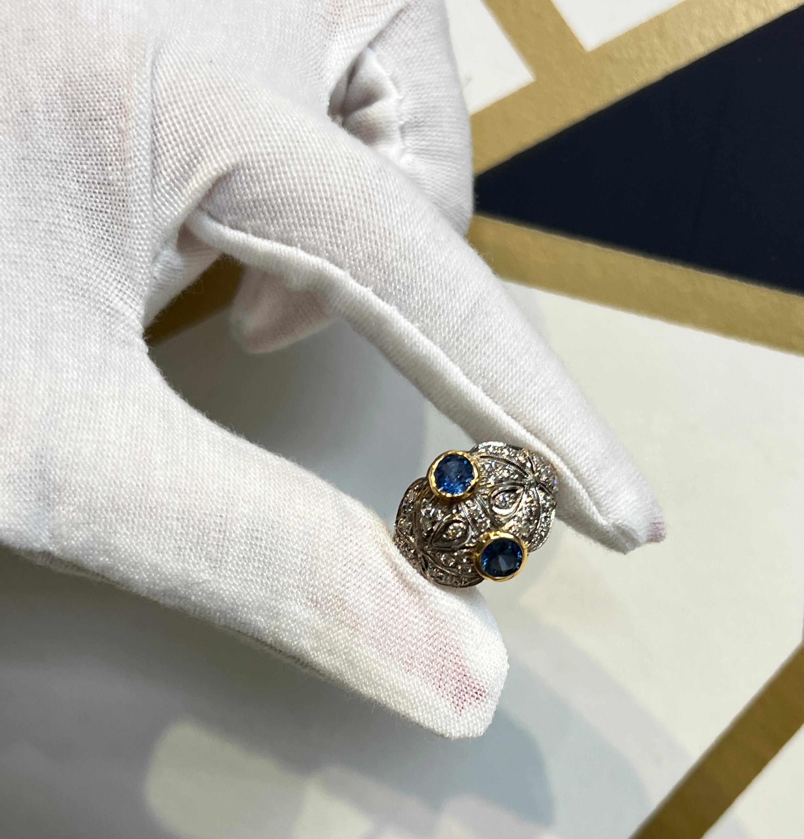 Sapphire & Diamond Ring In Excellent Condition For Sale In New York, NY