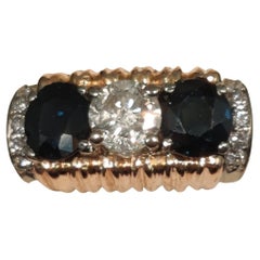 Vintage sapphire diamond 18 k gold 1930-40