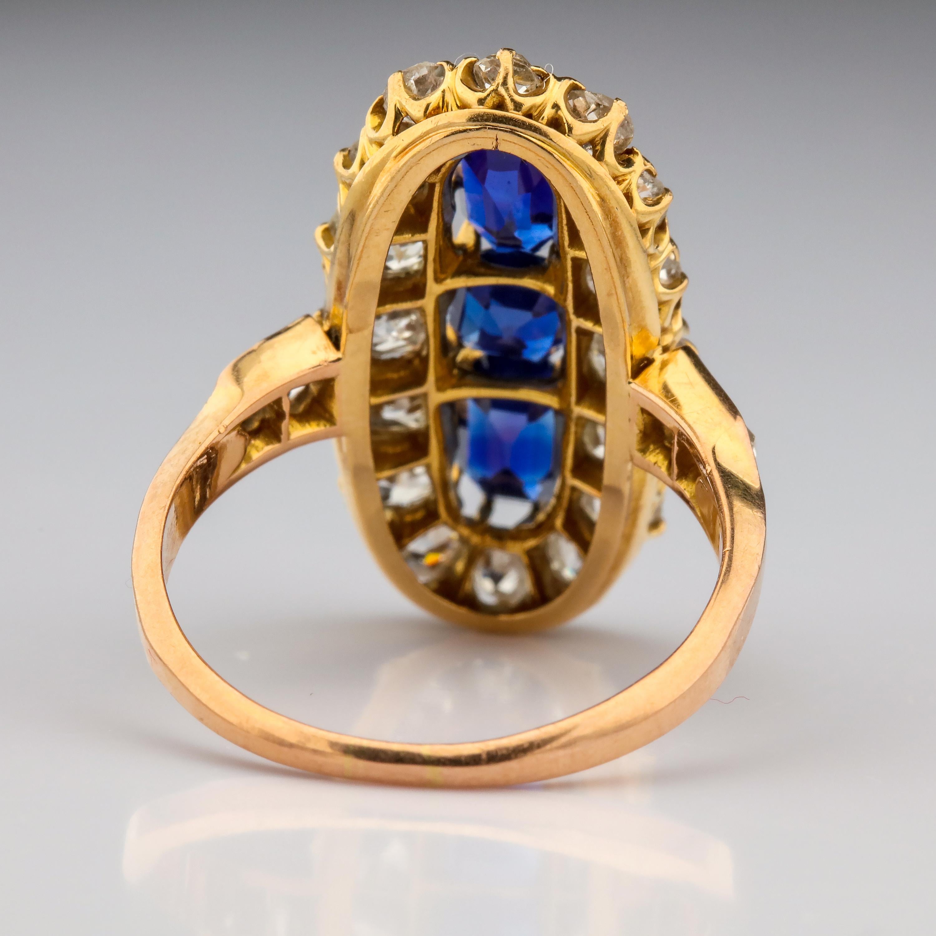 Sapphire and Diamond Ring GIA Certified No-Heat Edwardian Era 3