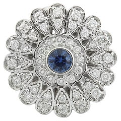Sapphire Diamond Ring In 14 Karat White Gold